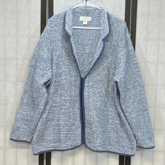 C.J. Banks Blue Zip Front Cardigan Sweater Woven Knit Long Sleeve Cozy Layer 3X - Picture 1 of 12